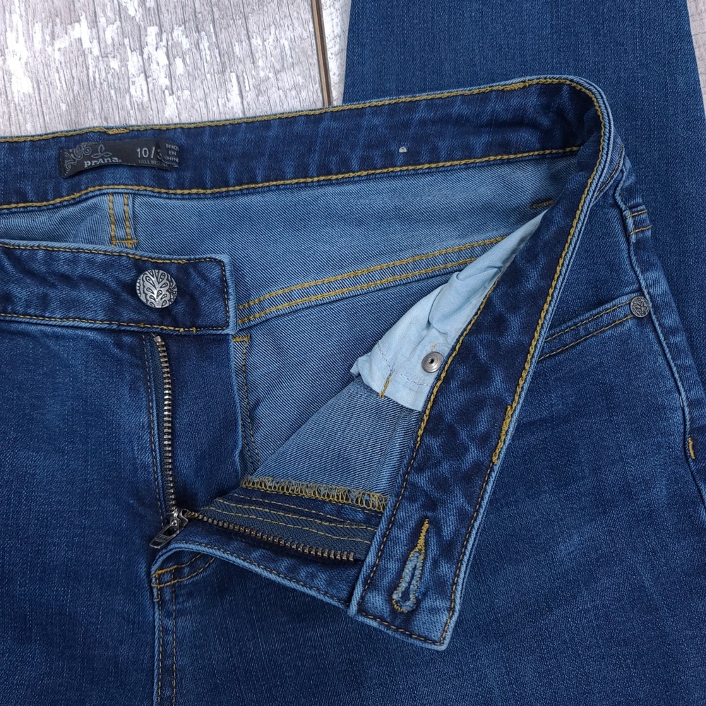 Prana Kara Jeans Women Size 10 Blue Dark Wash Skinny Organic Cotton Stretch - Picture 9 of 12